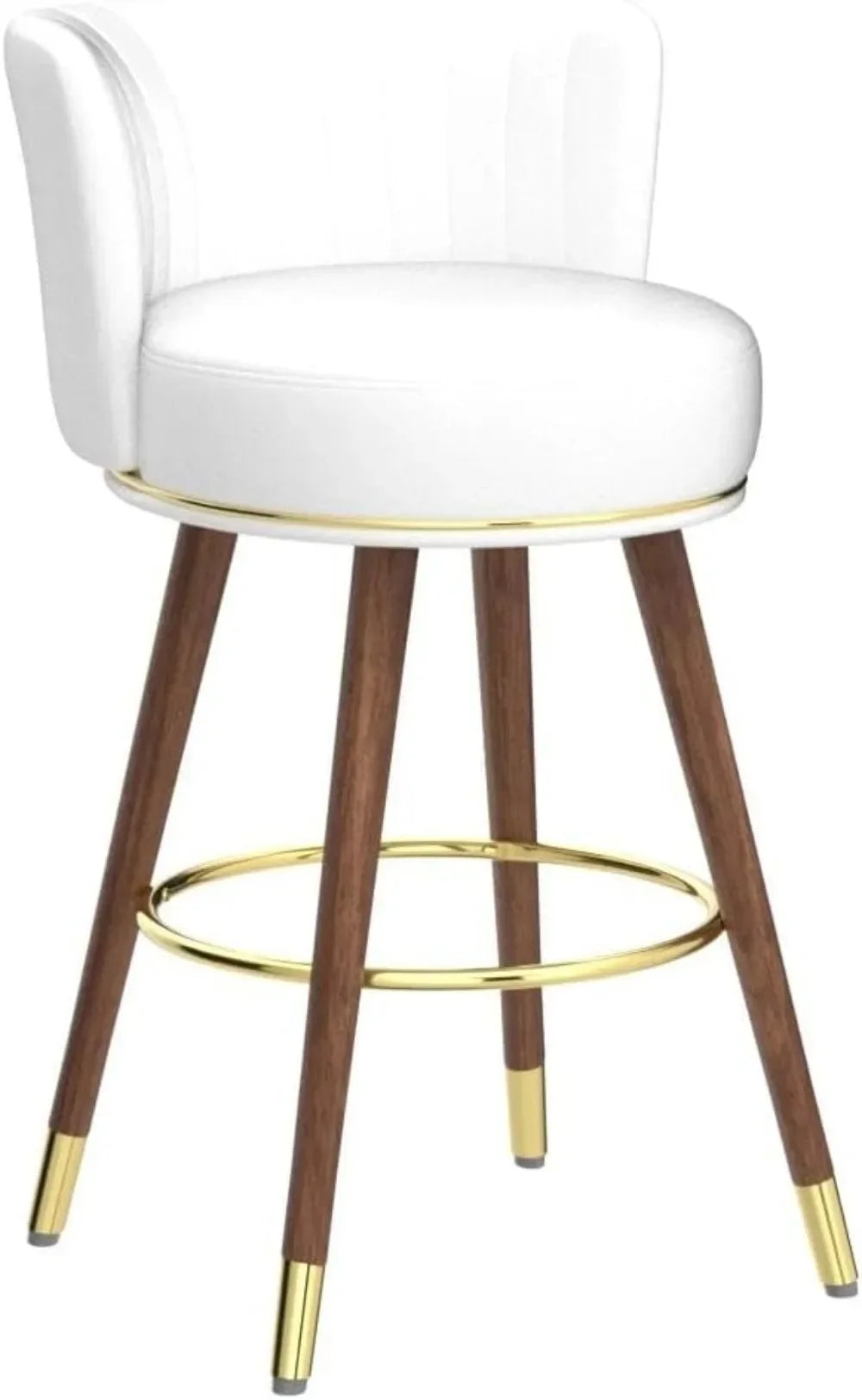 Swivel Bar Stool Set Of 2 PU Leather With Back And Footrest