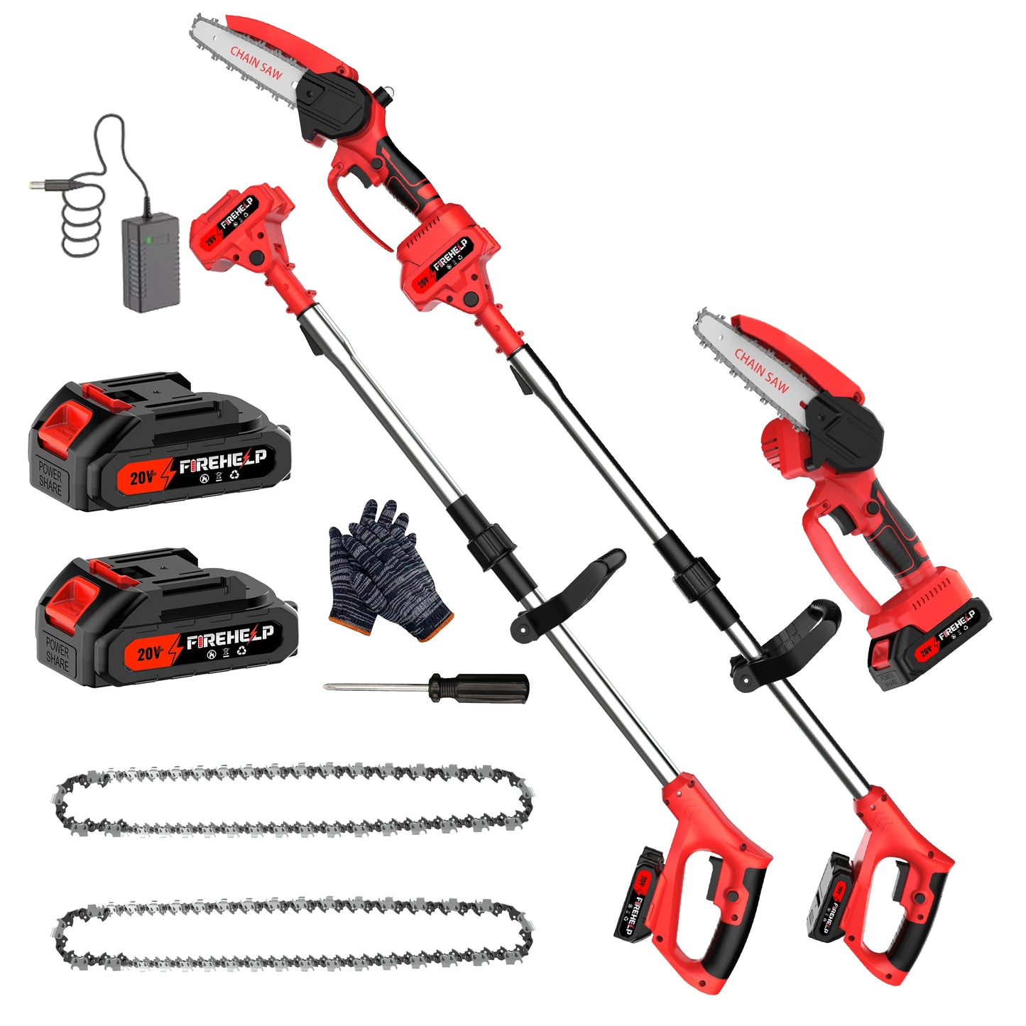 Firehelp 2-In-1 Cordless Pole Saw With Adjustable Extension