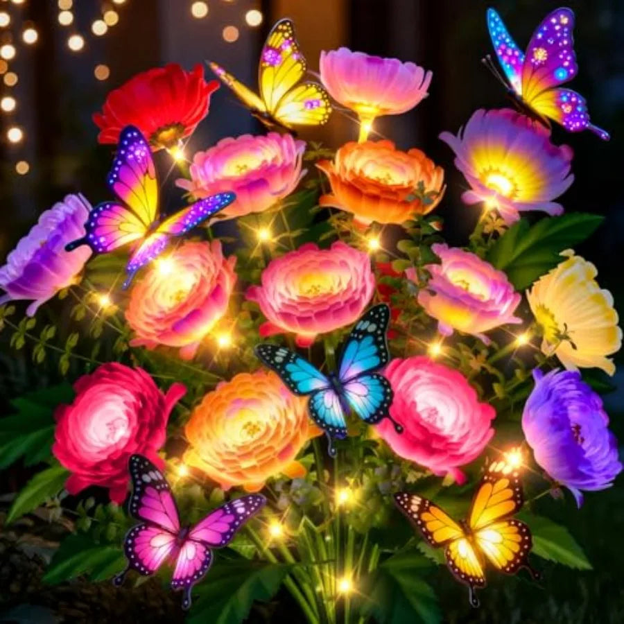 Solar Flower Lights Outdoor Waterproof Butterfly Garden Decoration