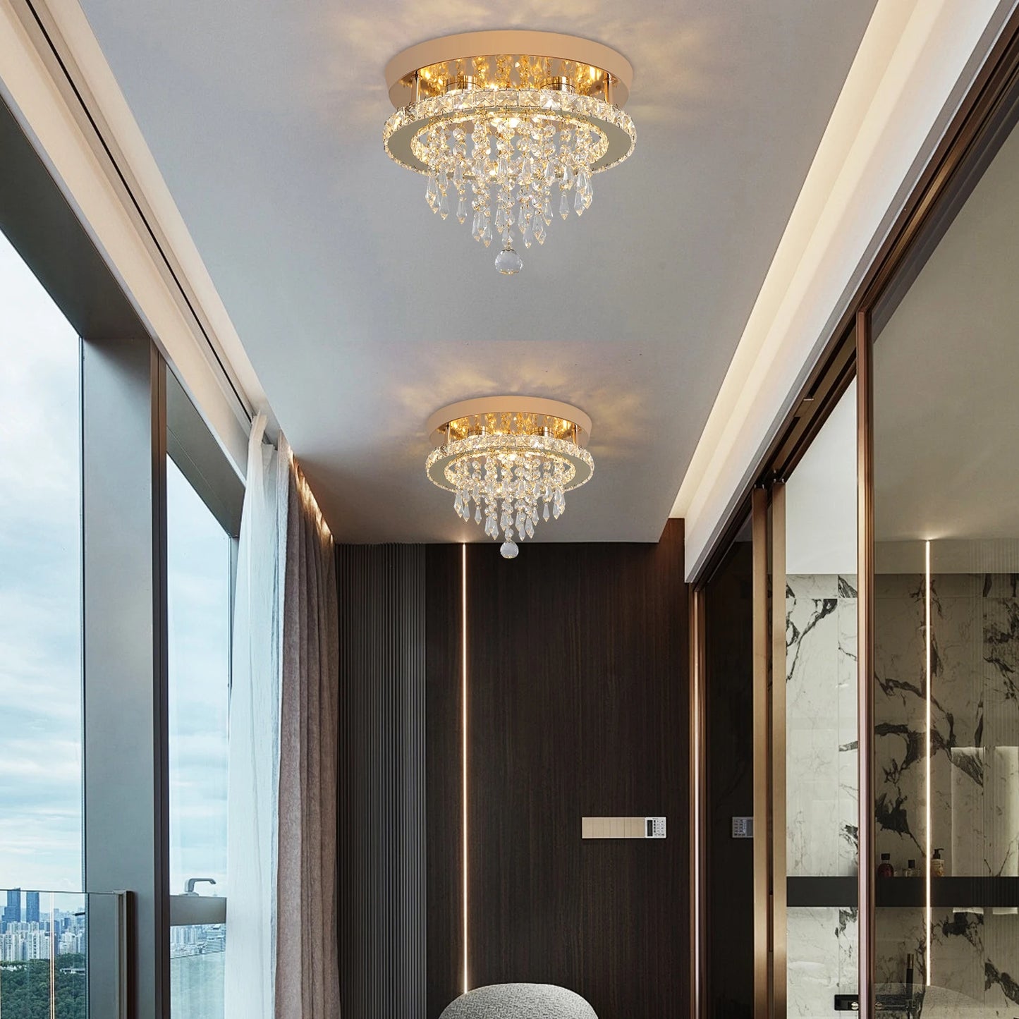 GreeLustr Crystal Chandelier LED Ceiling Light For Living Room