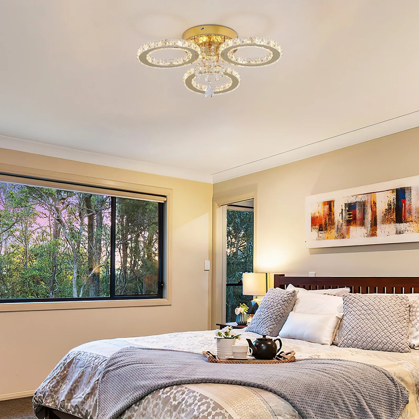 LED Crystal Ceiling Chandelier For Living Room And Dining Room