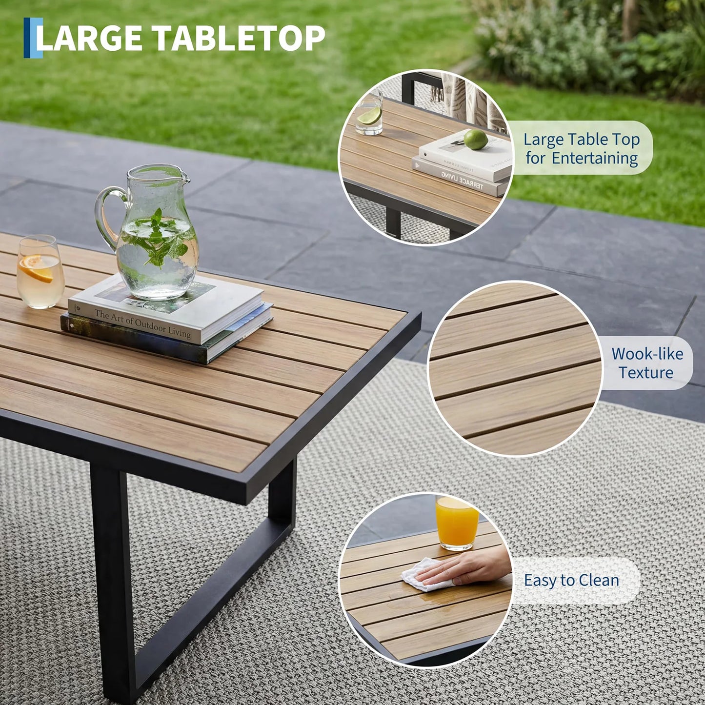 HobbyLane Modern 4 Piece Outdoor Patio Furniture Set With Coffee Table