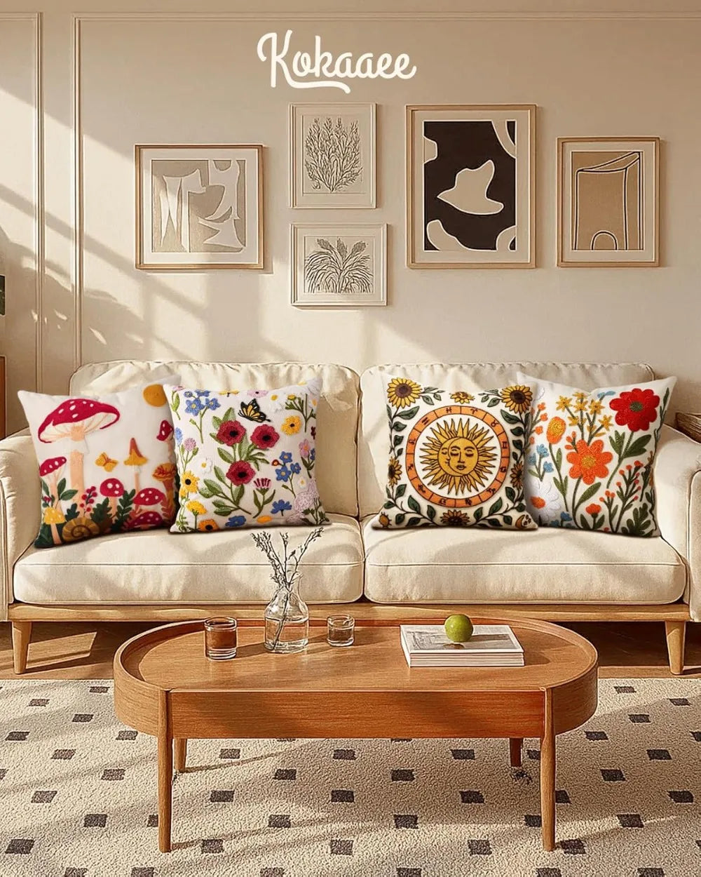 Boho Embroidered Pillow Cover With Zipper Cushion Case