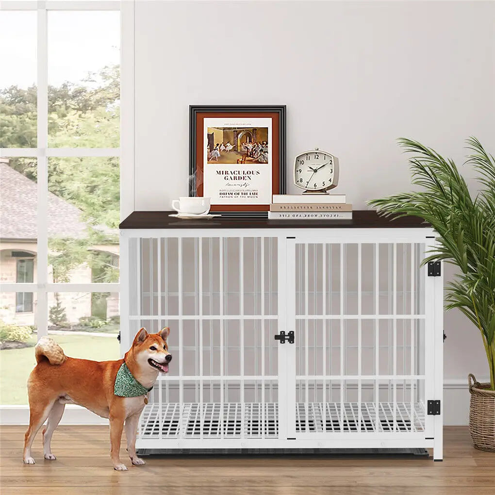 BINGOPAW Heavy Duty Dog Kennel End Table Cage With Three Doors Removable Tray