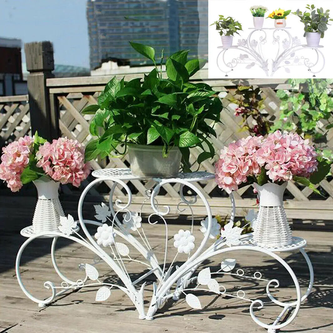 Rustproof 4-Tier Metal Plant Stand For Garden And Office