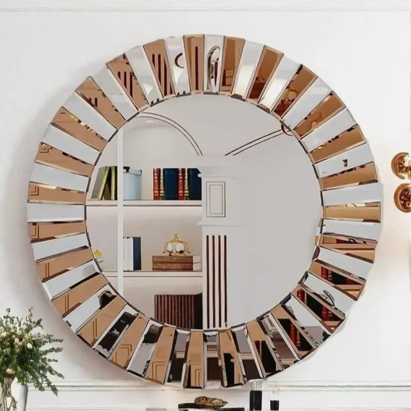 Round Starburst Wall Mirror Decorative Accent For Living Spaces
