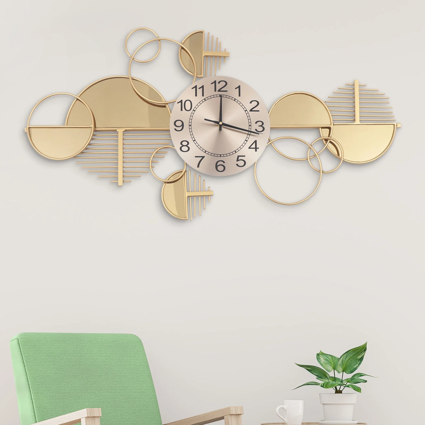 Geometric Wall Clock Iron Forged Timepiece With Silent Quartz Movement