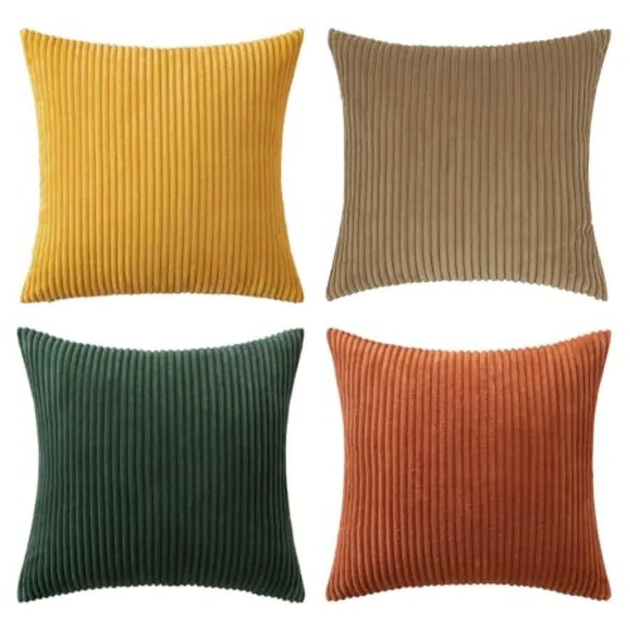 Boho Farmhouse Throw Pillow Covers Set Of 4 Corduroy Cushions