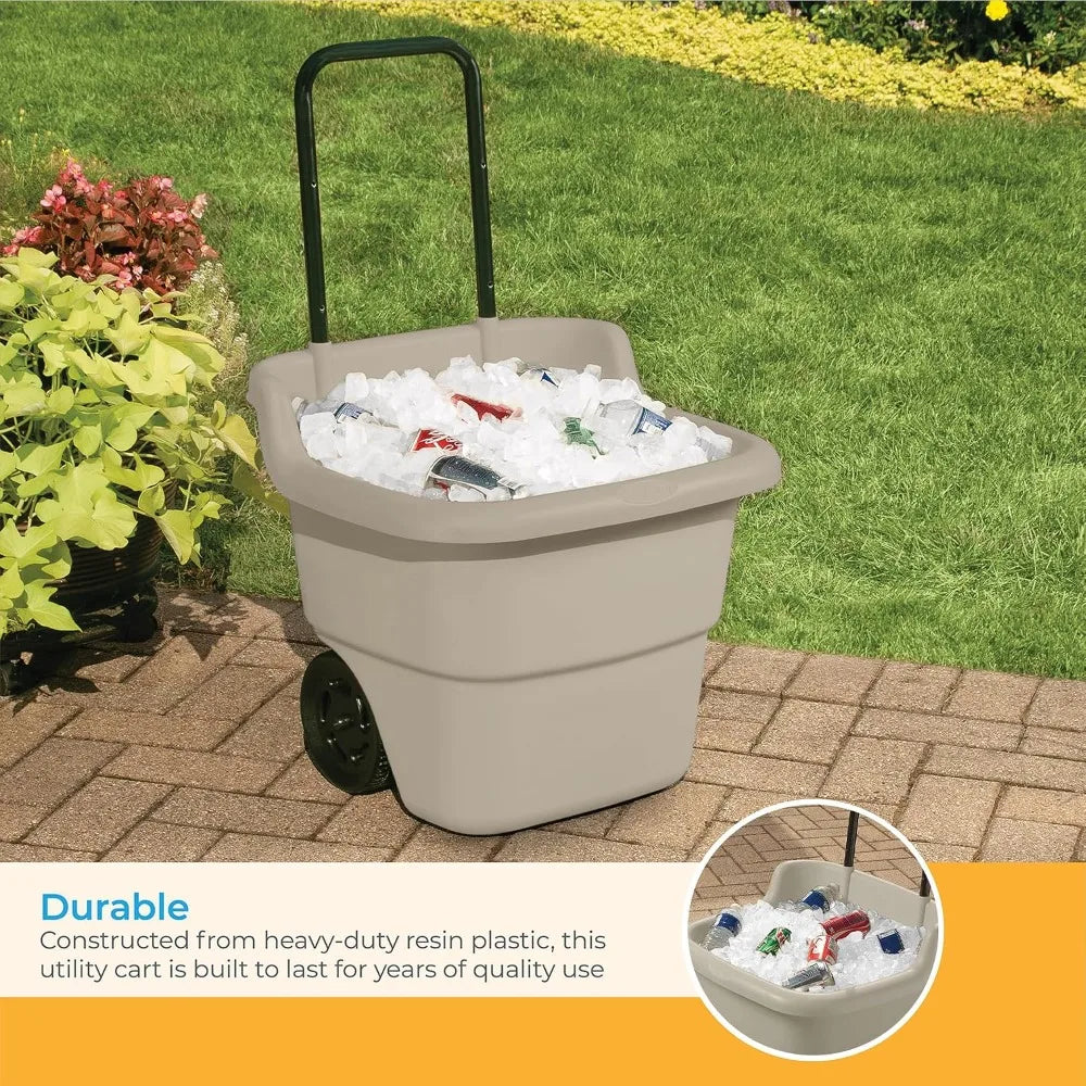Lightweight Resin Utility Cart On Wheels For Gardening And Home