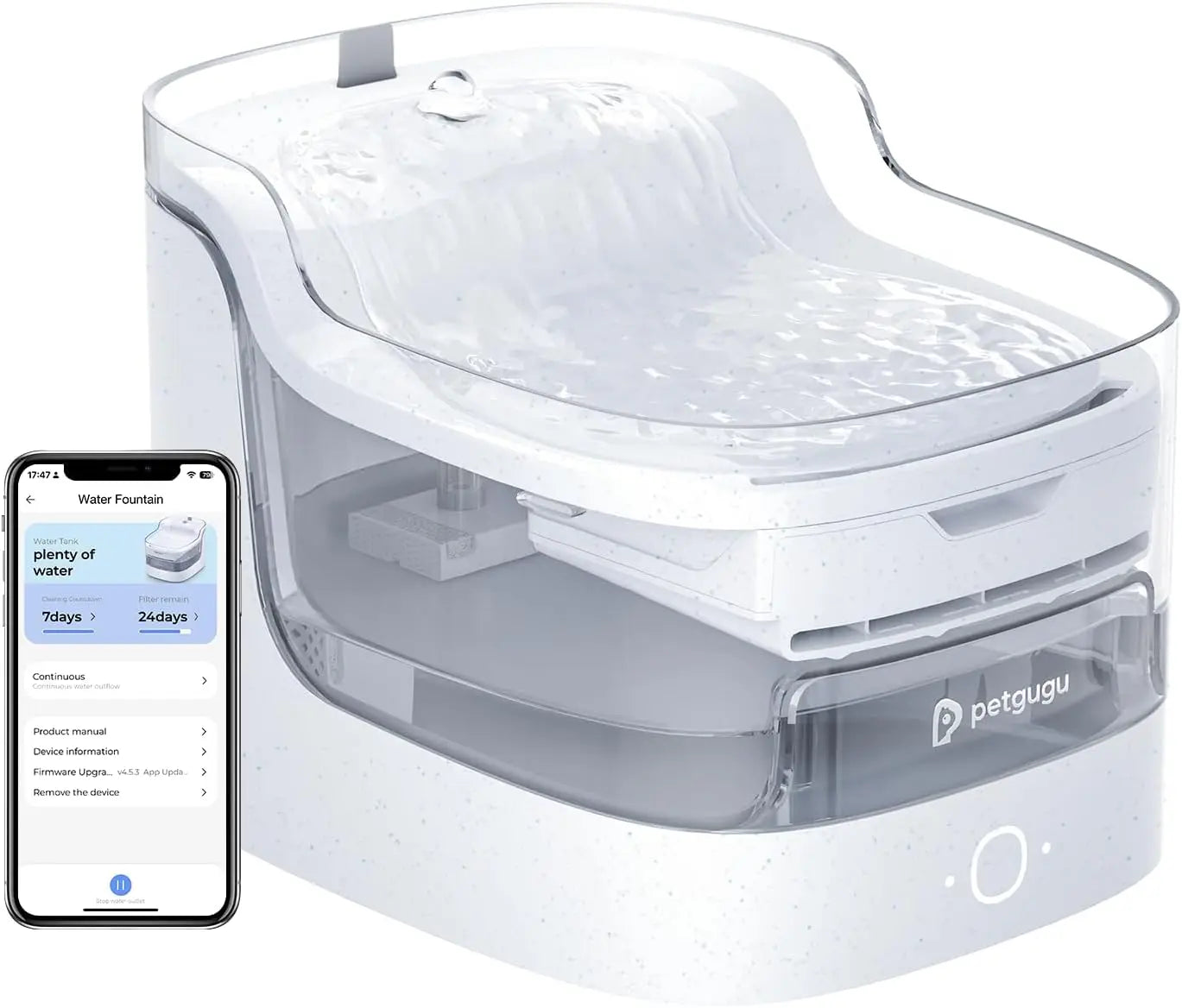 Ultra Quiet Pet Water Fountain With WiFi And 8-Layer Filter