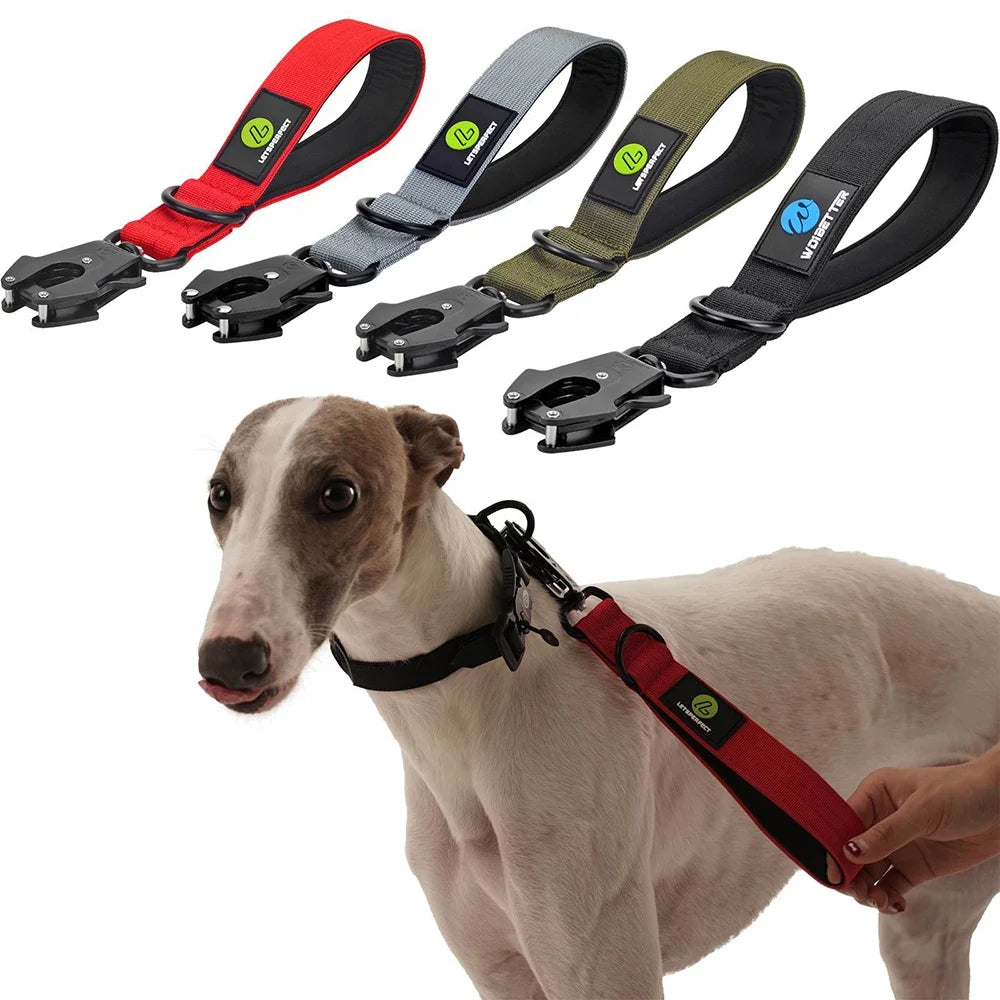 Short Traffic Dog Leash With Padded Handle And Reflective Nylon