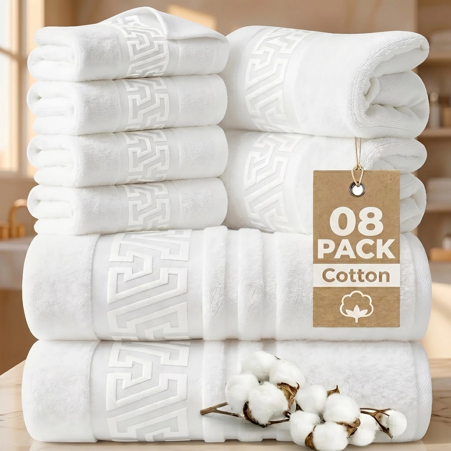Cotton Bath Towel Set Absorbent And Quick Dry Premium