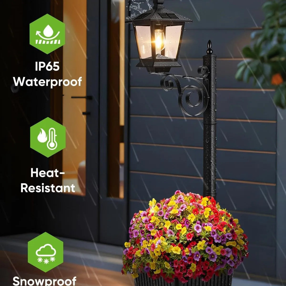 Outdoor Solar Light Posts With Planters Two Pack For Gardens
