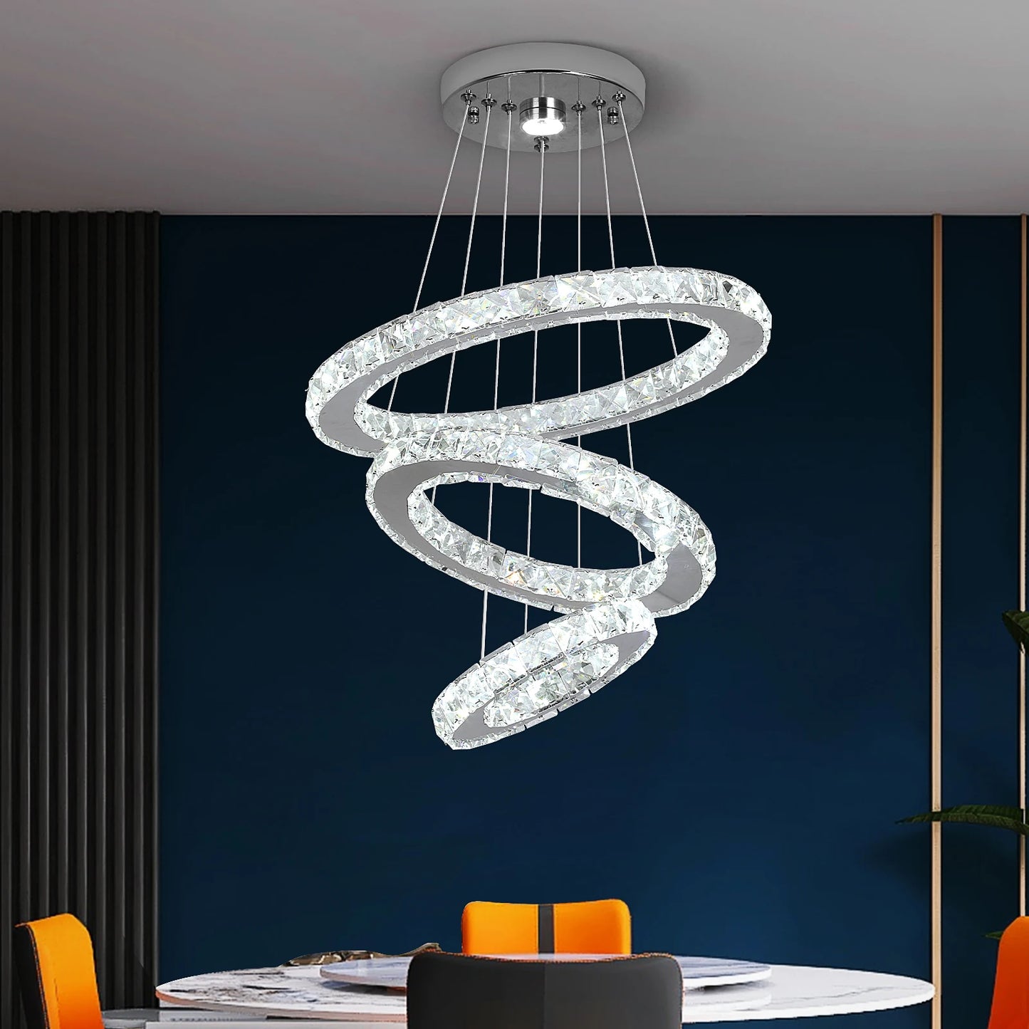 GreeLustr Modern Pendant Crystal Ring Chandelier For Living Room