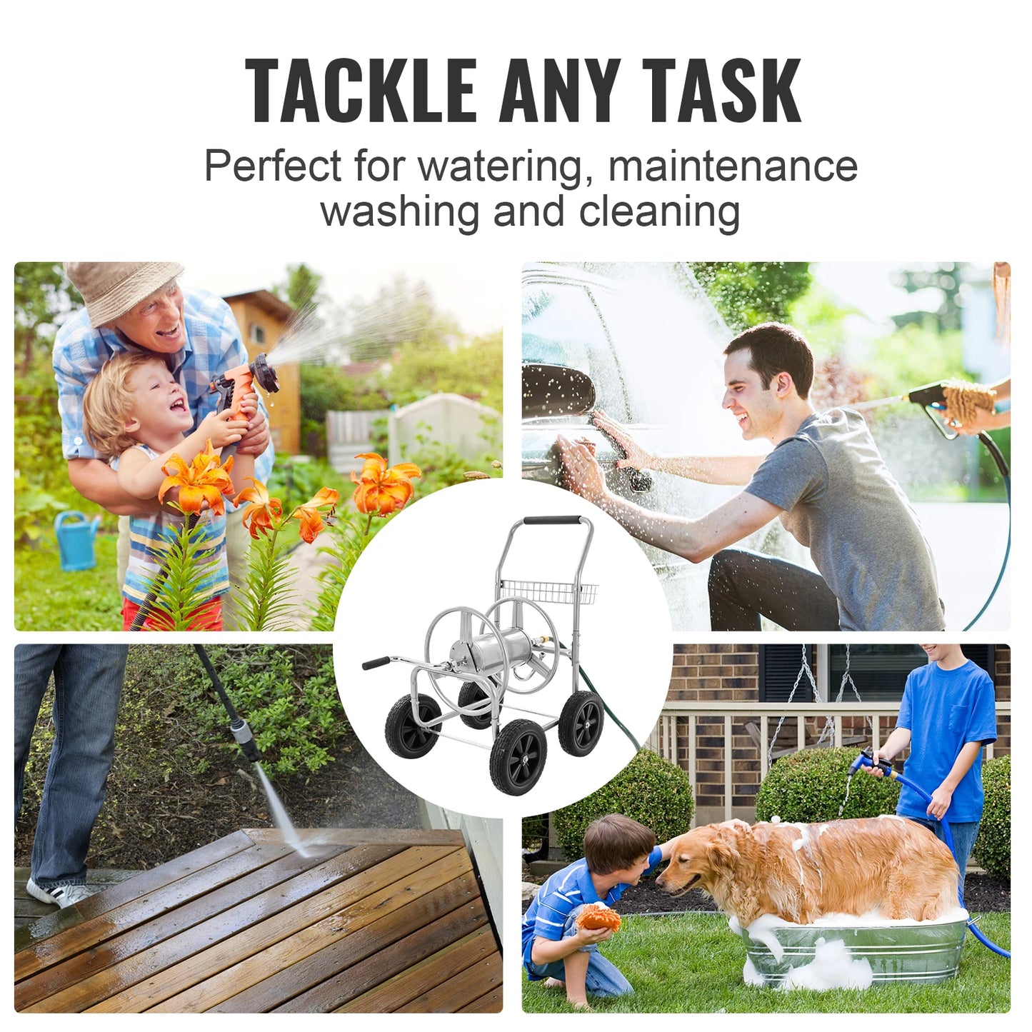 SucceBuy Hose Reel Cart Heavy Duty Garden Watering System
