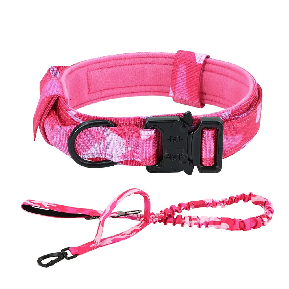 Adjustable Dog Training Collar Tactical Leash Set With Control Handle