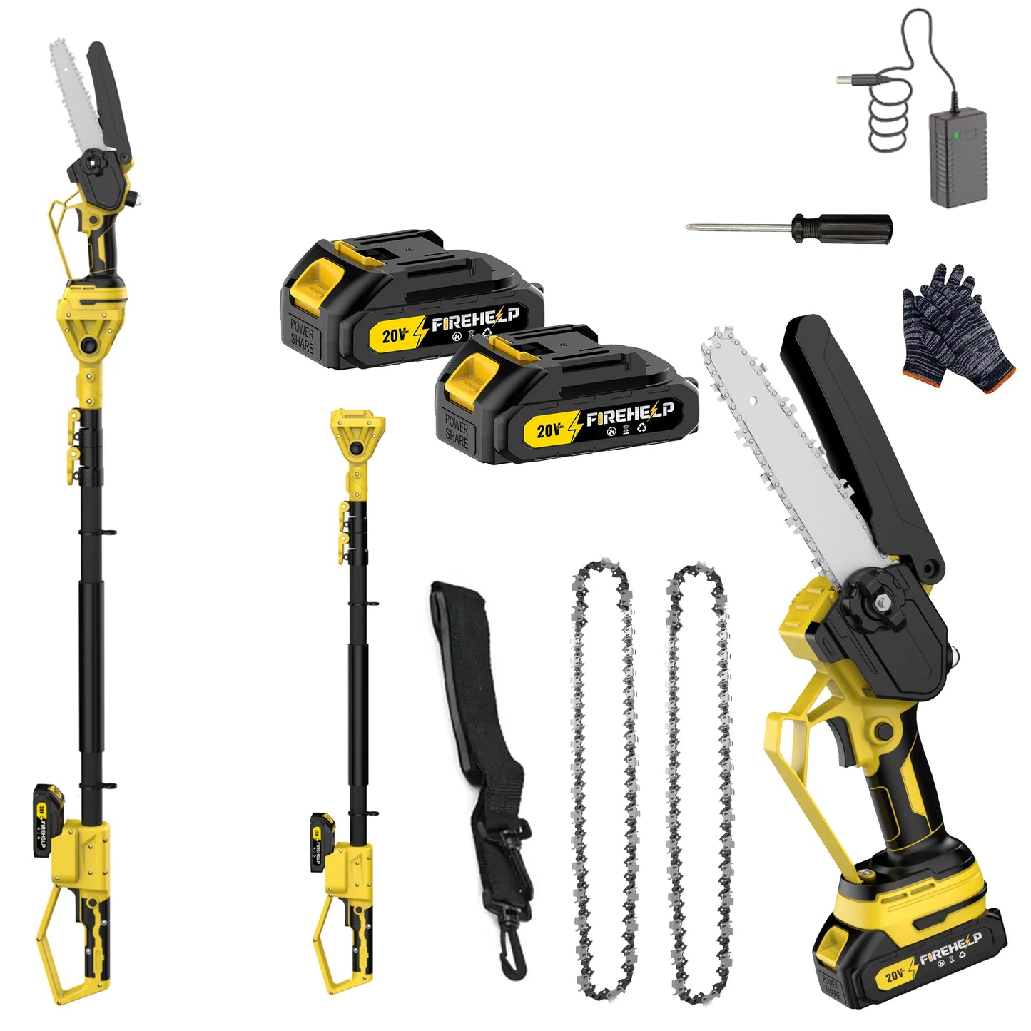 Firehelp 2-In-1 Cordless Pole Saw With Adjustable Extension
