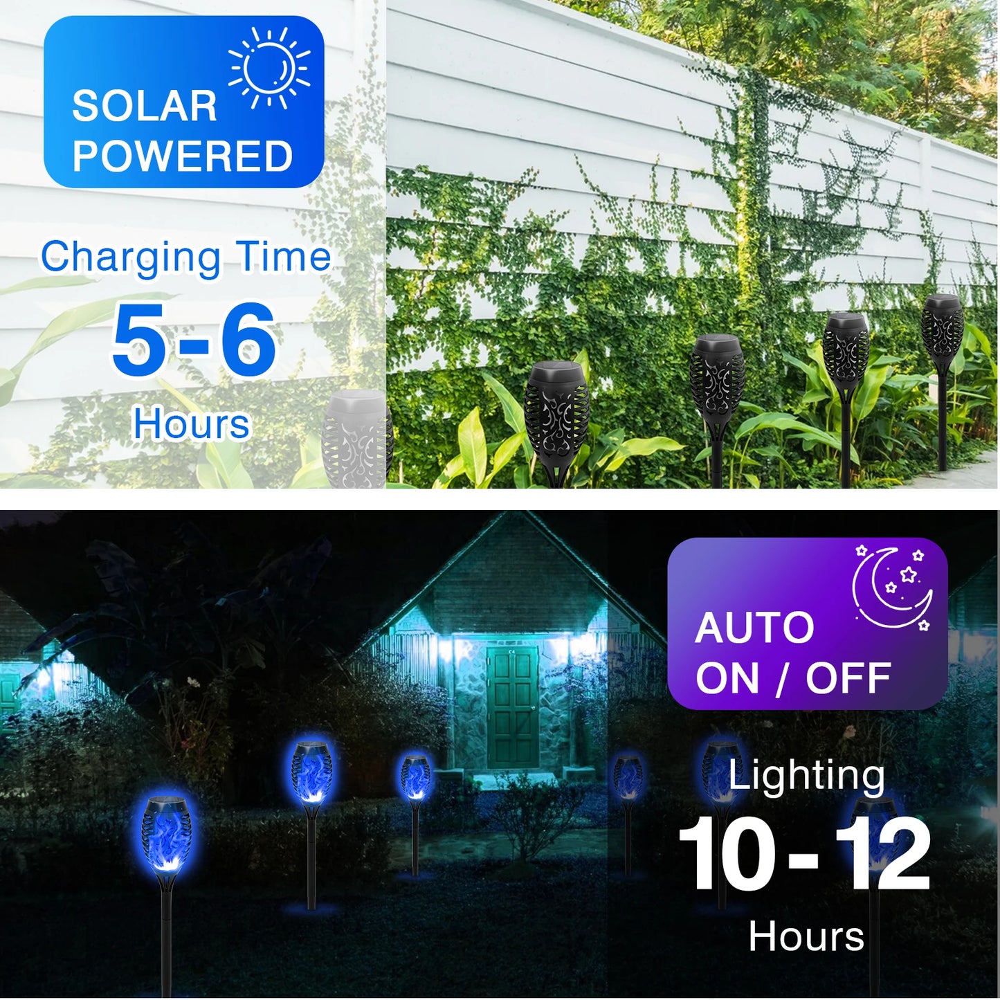 12 LED Solar Flame Torch Lights Outdoor Garden Decoration Waterproof