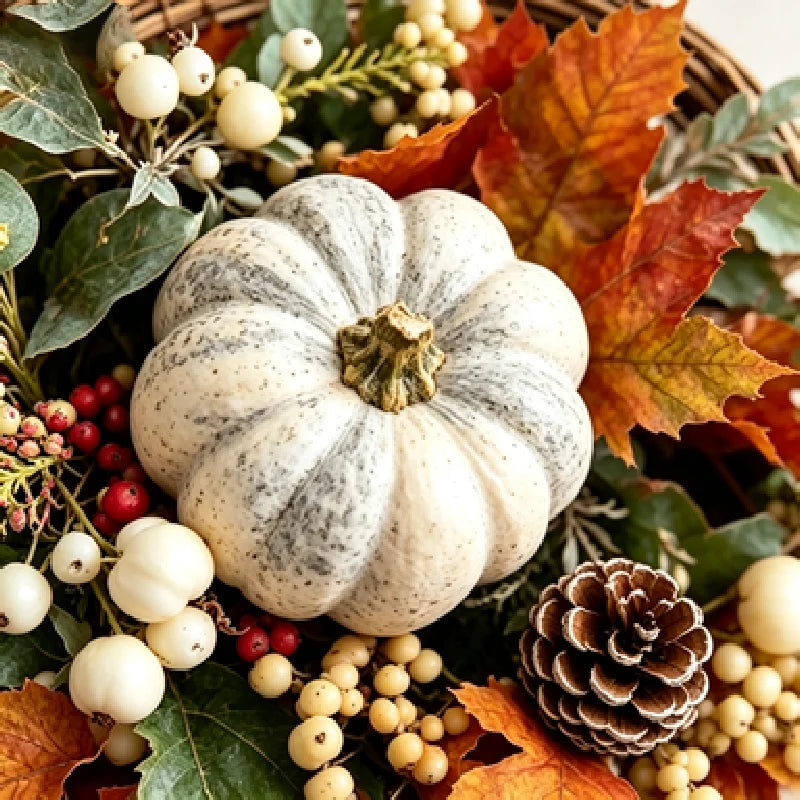 Autumn Harvest Wreath With Pumpkins Pinecones And Maple Leaves for Home Decor