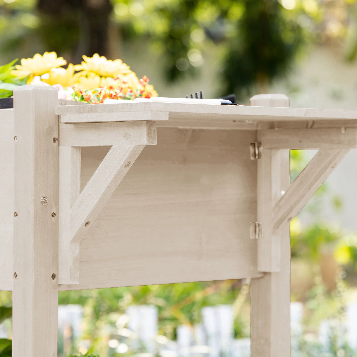 Outsunny 8 Grid Rolling Garden Planter With Integrated Storage Shelf