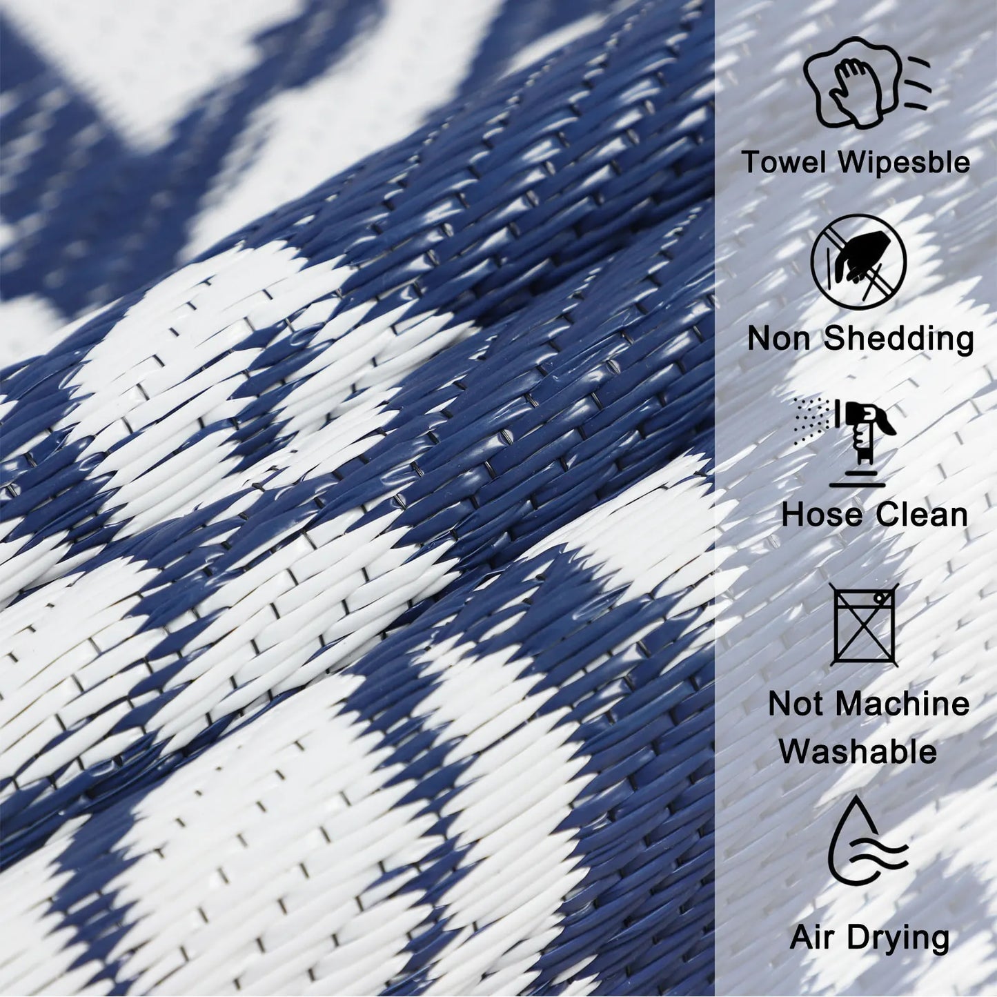 Round Outdoor Rug Portable Waterproof Reversible Plastic Straw Mat