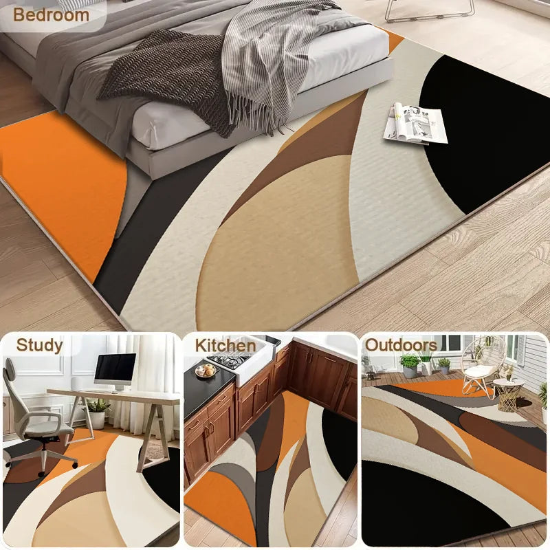 VIKAMA Modern Geometric Rug For Living Room Anti Slip Mat