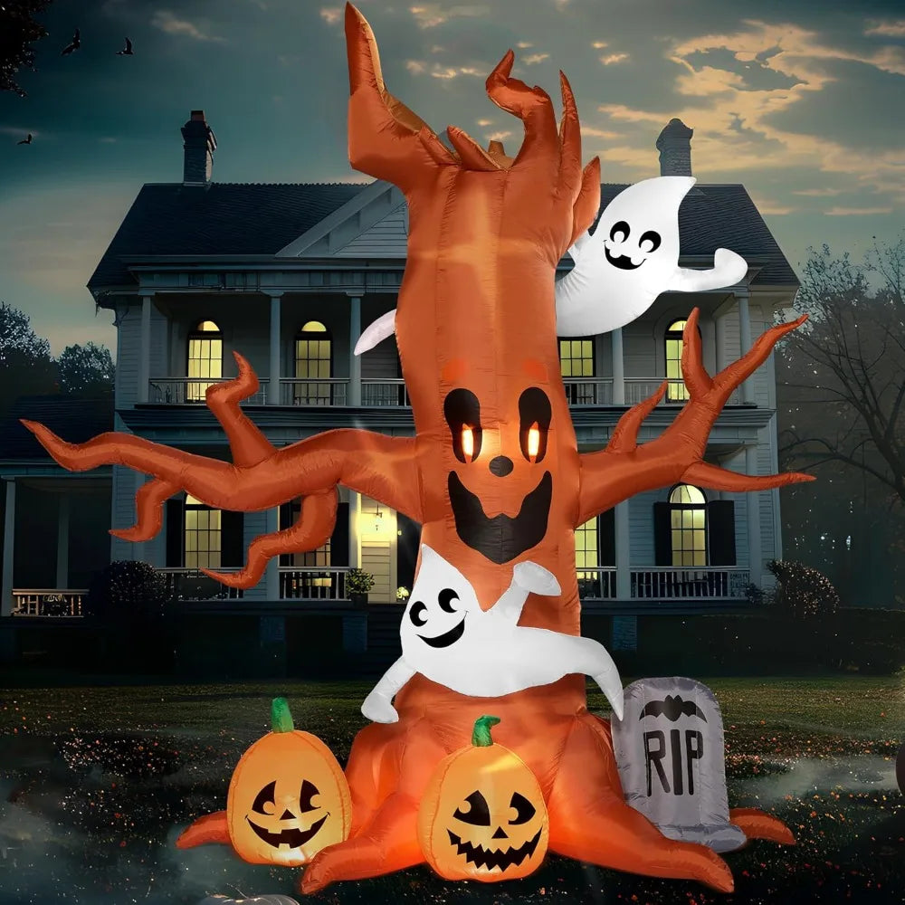 Halloween Inflatable Scary Tree With Ghosts And LED Yard Decor