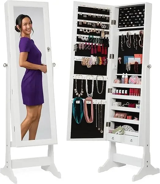 Best Choice Products Freestanding Jewelry Armoire Cabinet With Mirror