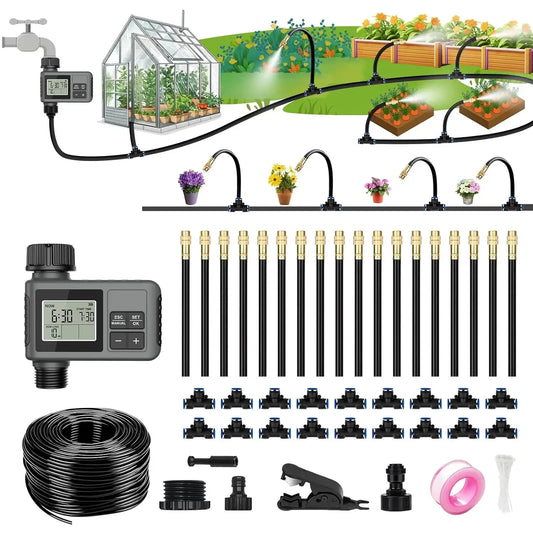 Drip Irrigation System With Water Timer Garden Kit