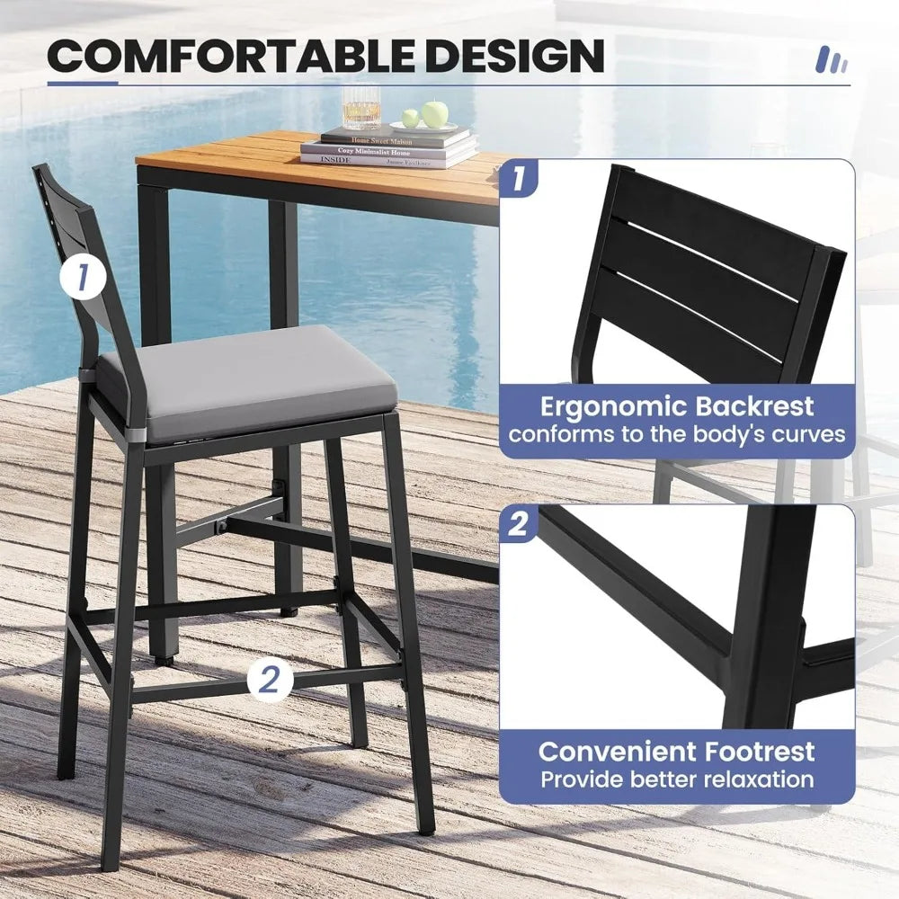 Outdoor Bar Table And Chairs Set 3 Piece Patio Furniture For Garden