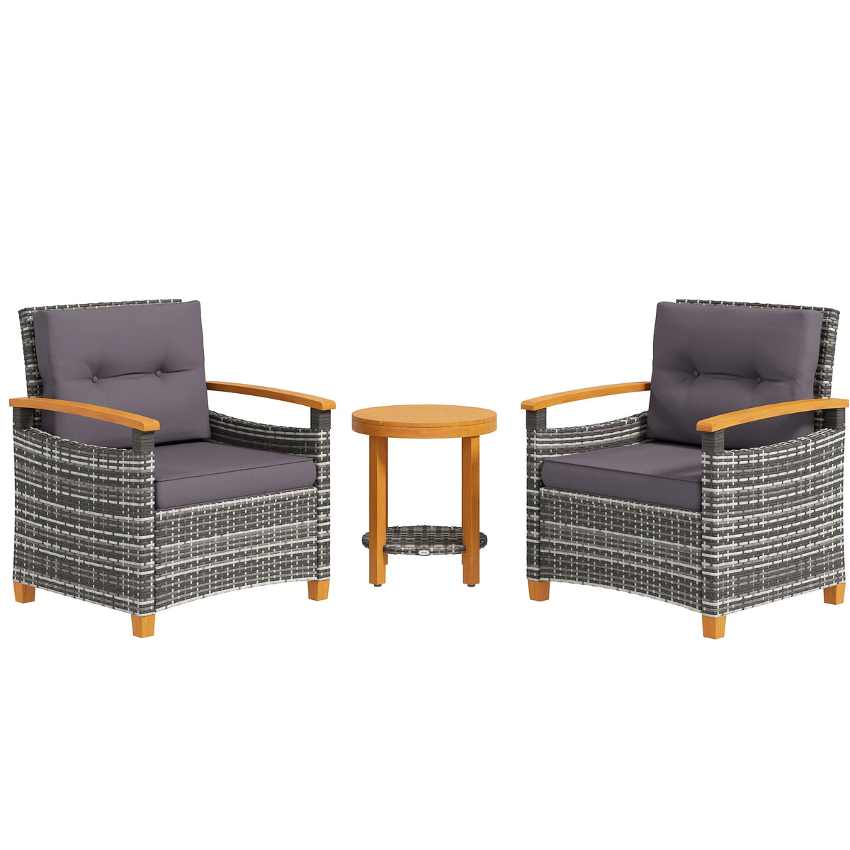 Outsunny Rattan Wicker Patio Bistro Set With Cushions