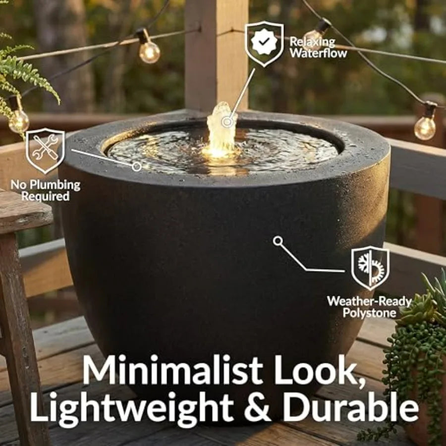 Polystone Oval Water Fountain With LED Light And Pump