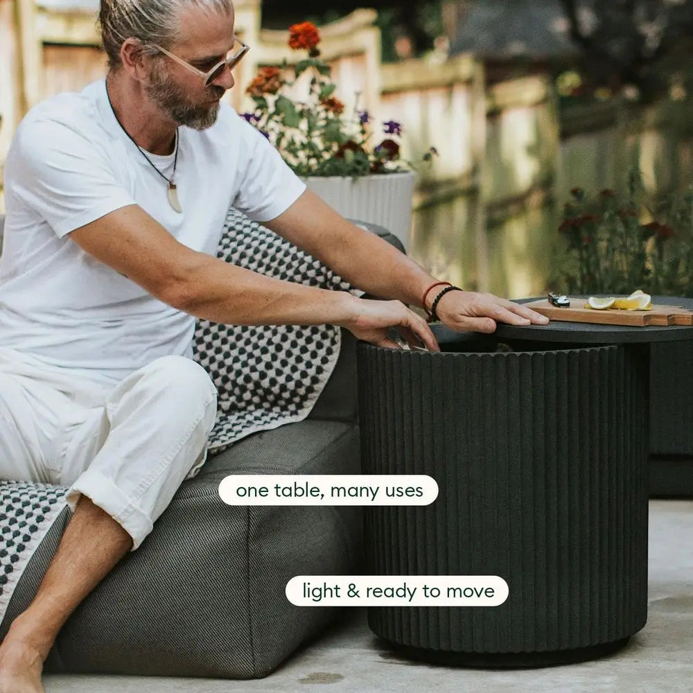 Outdoor Cooler Side Table 2 in 1 for Patio Parties