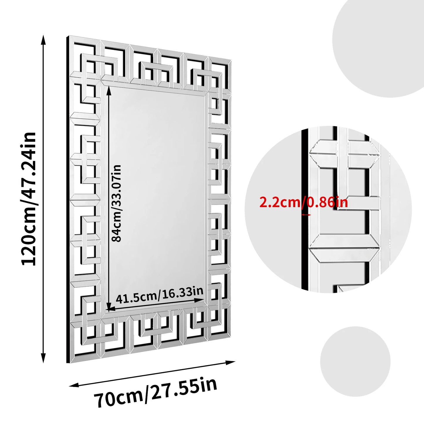 Venetian Style Rectangular Wall Mirror With Beveled Edge