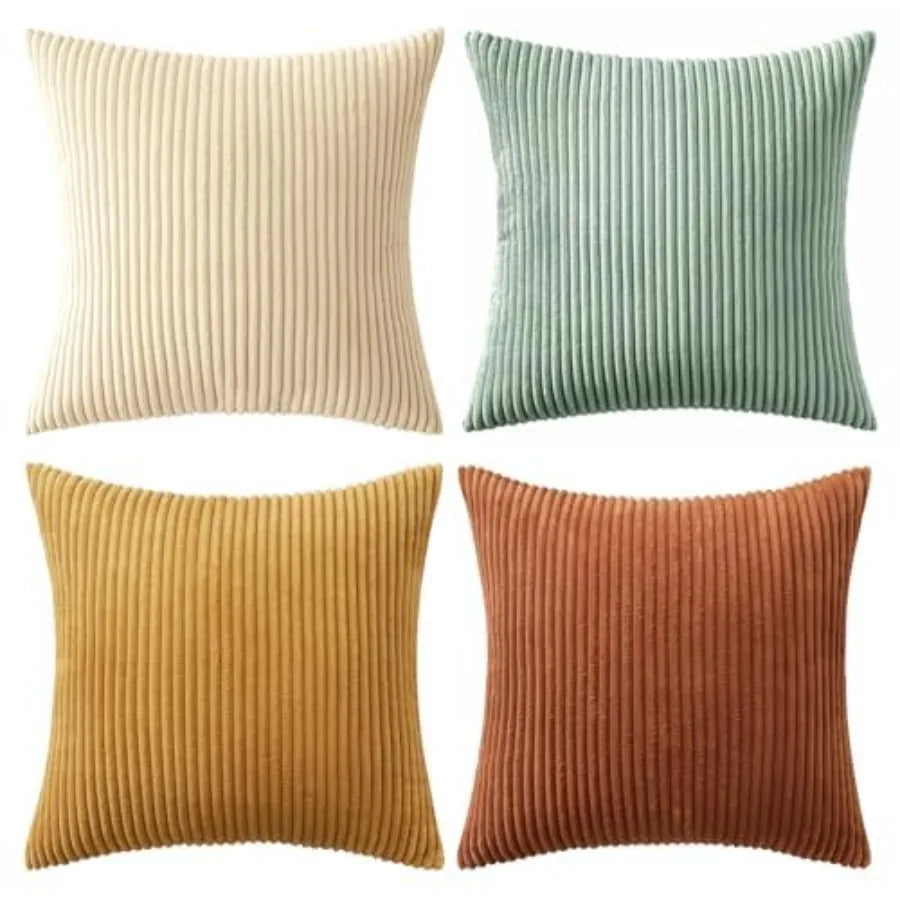 Boho Farmhouse Throw Pillow Covers Set Of 4 Corduroy Cushions