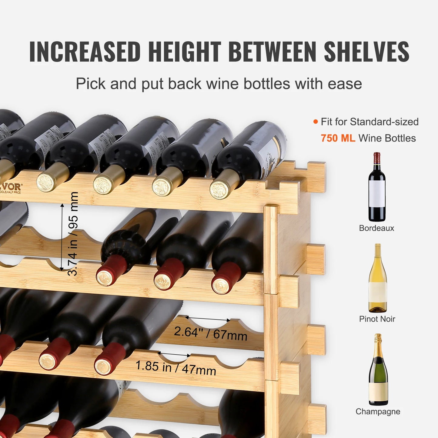 SucceBuy Stackable Modular Bamboo Wine Rack Display Shelves