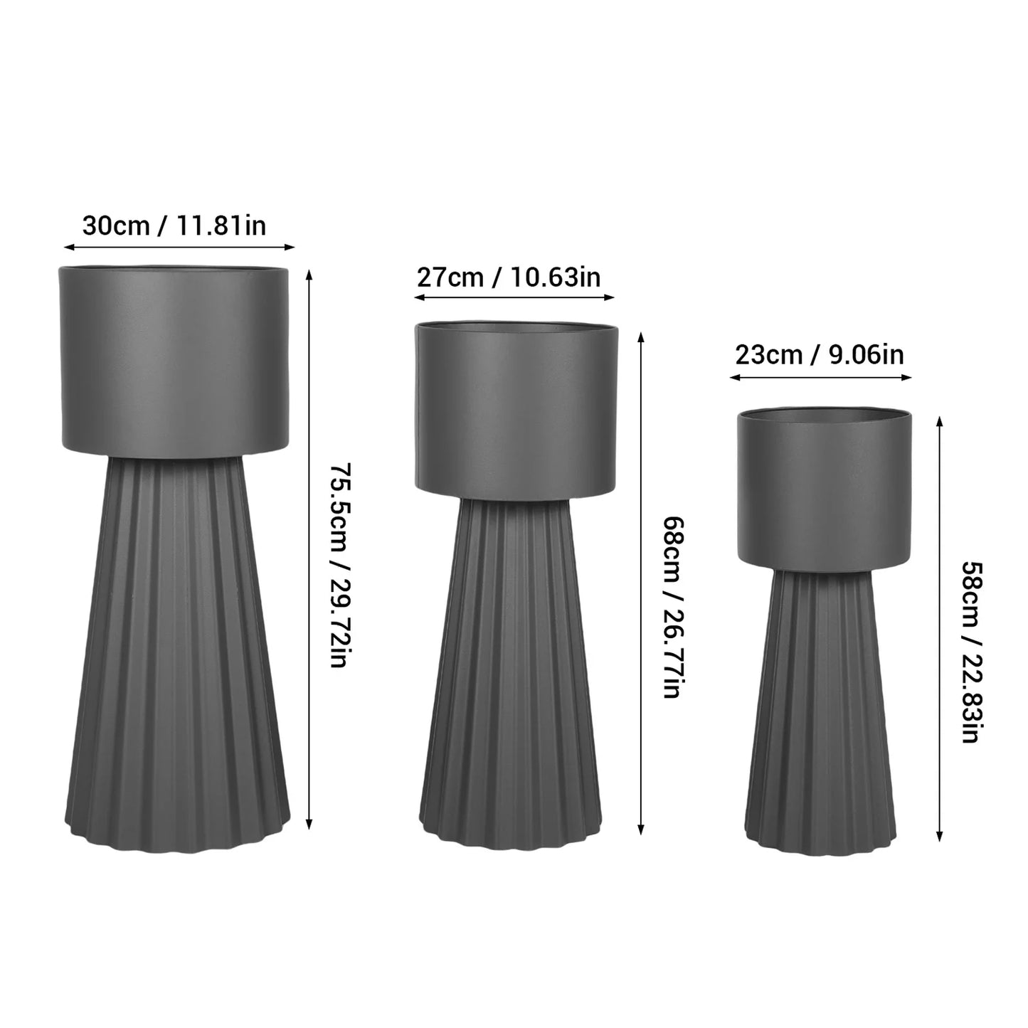 Metal Plant Pots With Stand Set For Indoor Outdoor Decor
