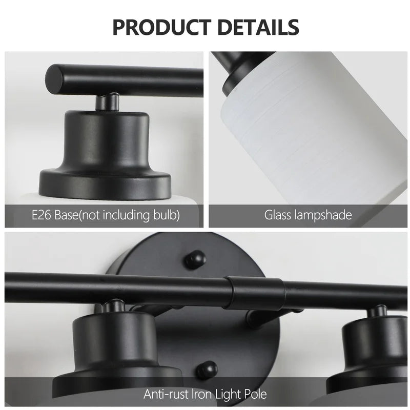 Modern Five Light Vanity Mirror With Black Iron Frame