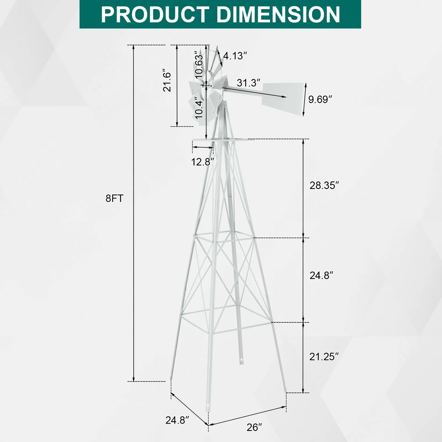 Weather Resistant Garden Windmill Iron Yard Decoration