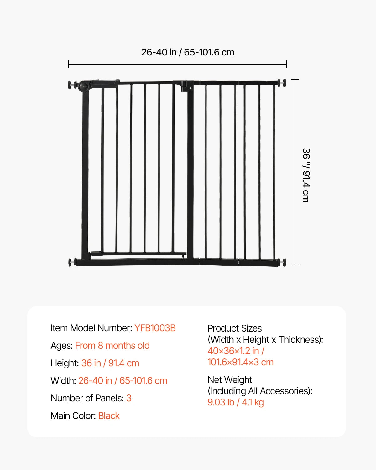 SucceBuy Pressure Mount Baby Gate Child Pet Safety