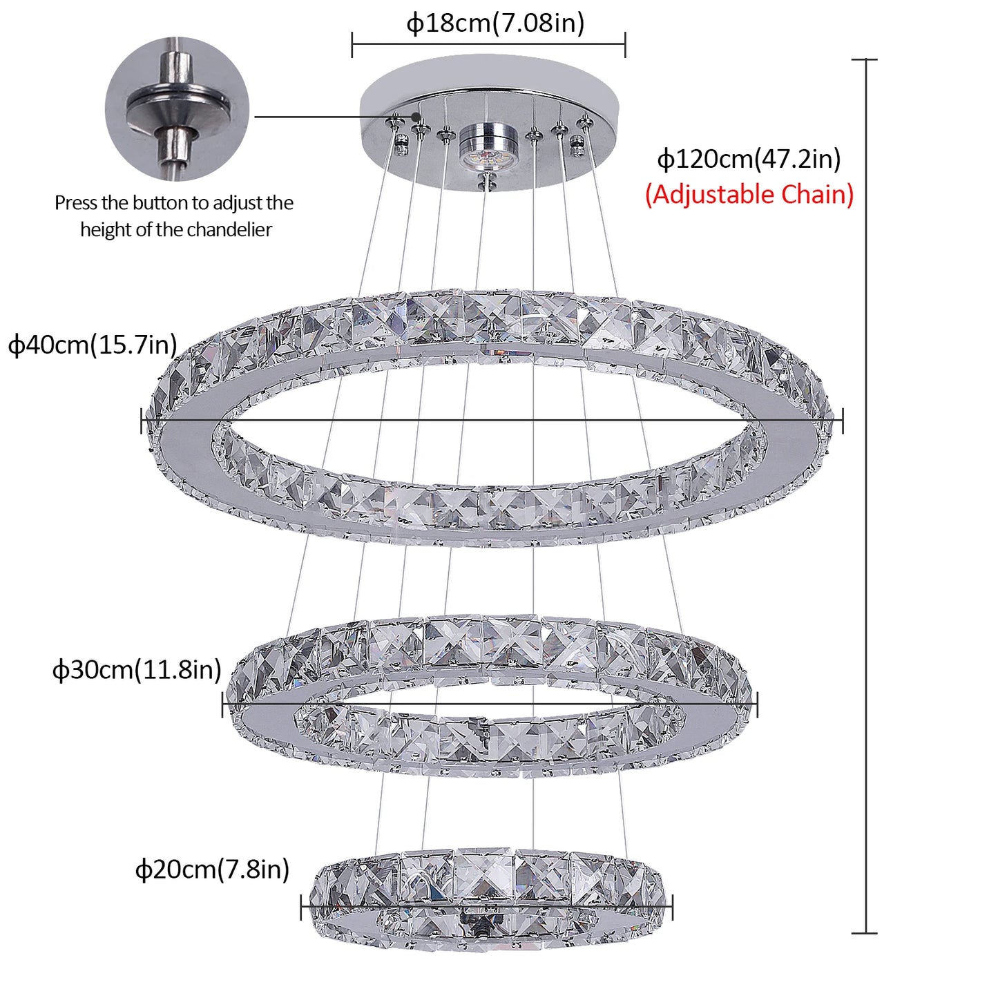 VETRULUS French Crystal Chandelier For Living Room LED Ceiling Light
