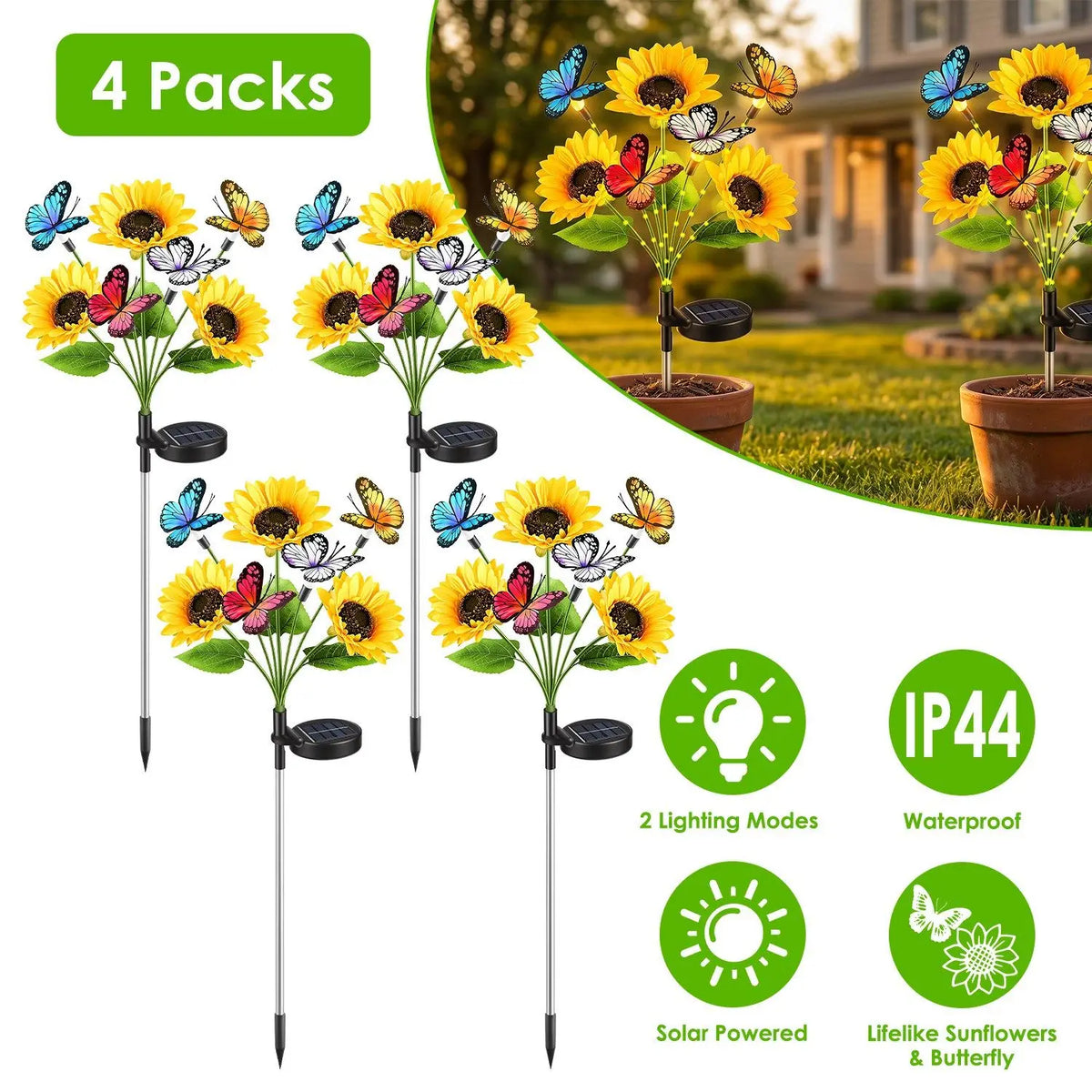 Solar Sunflower Outdoor Garden Lights Waterproof Decorative Landscape Lighting