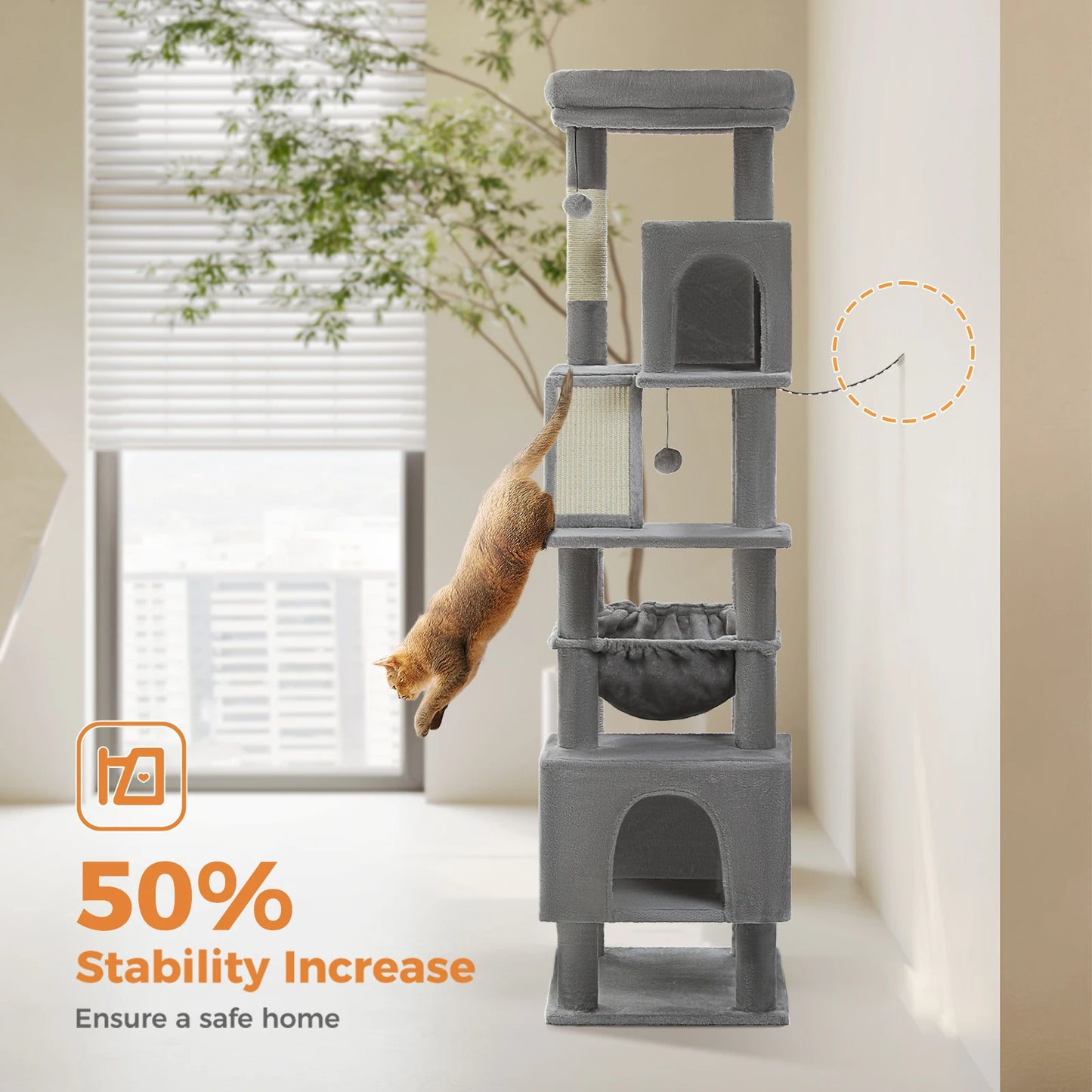 PAWZ Road Cat Tree Tower With Multi Level Condo Pad