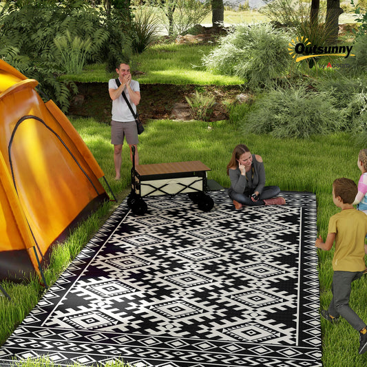 Contemporary Geometric Outdoor Rug Featuring Polypropylene Rhombus Pattern