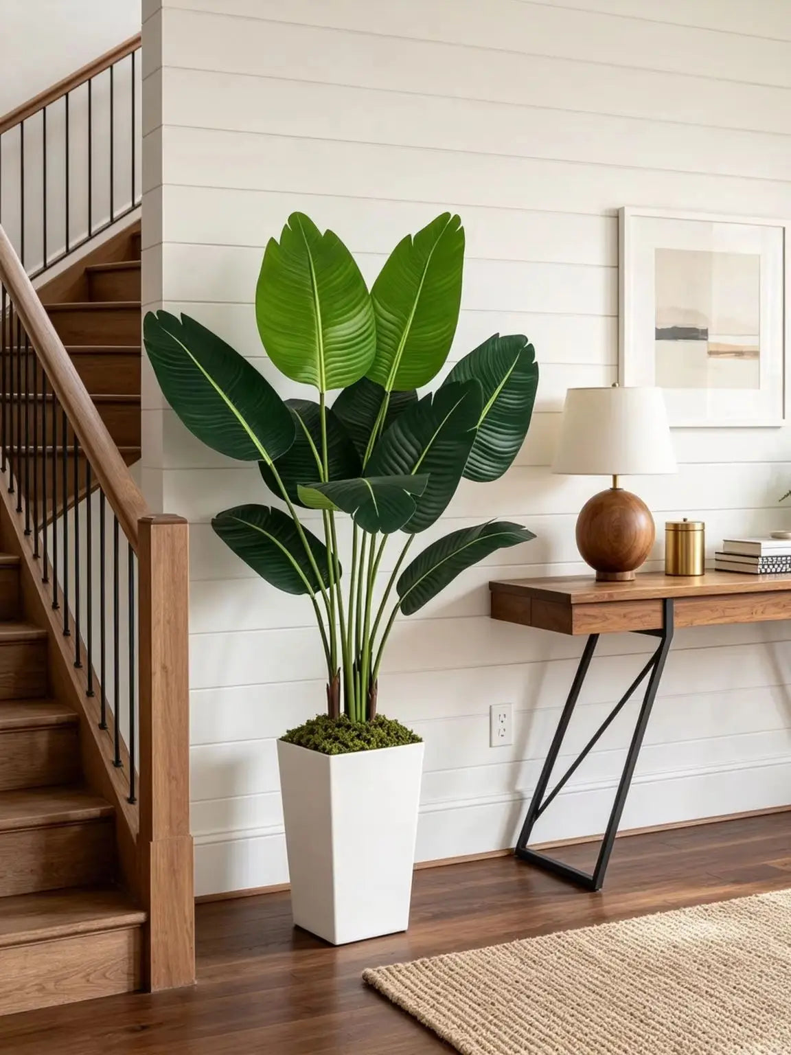 Olitree Bird Of Paradise Artificial Plant Floor Tree White Planter