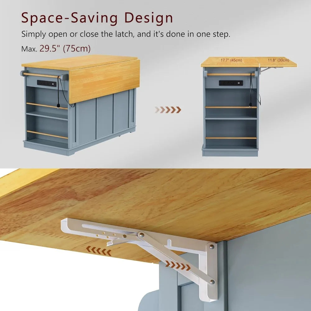 Versatile Kitchen Island With Bar Stools Storage And Power Outlet