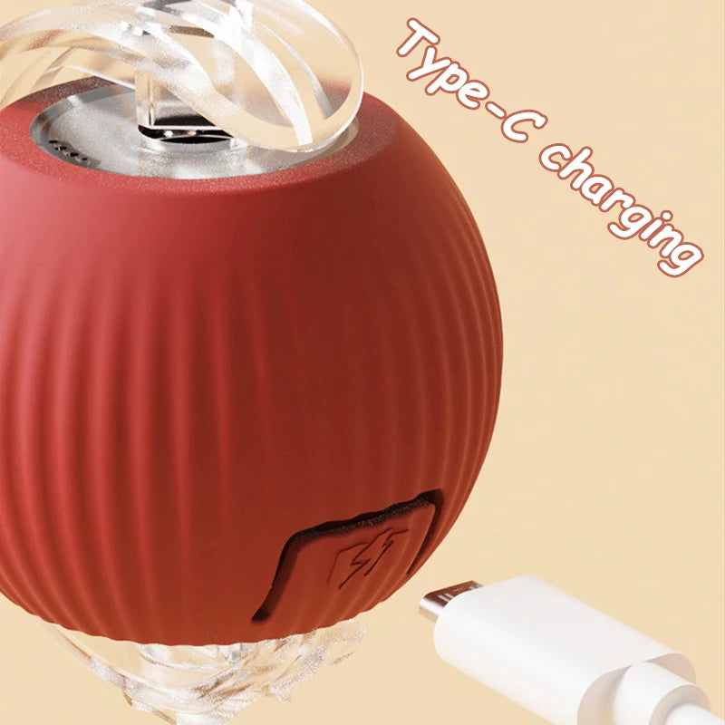 Cat Interactive Ball Toy Auto Rolling Faux Tail Rechargeable Smart