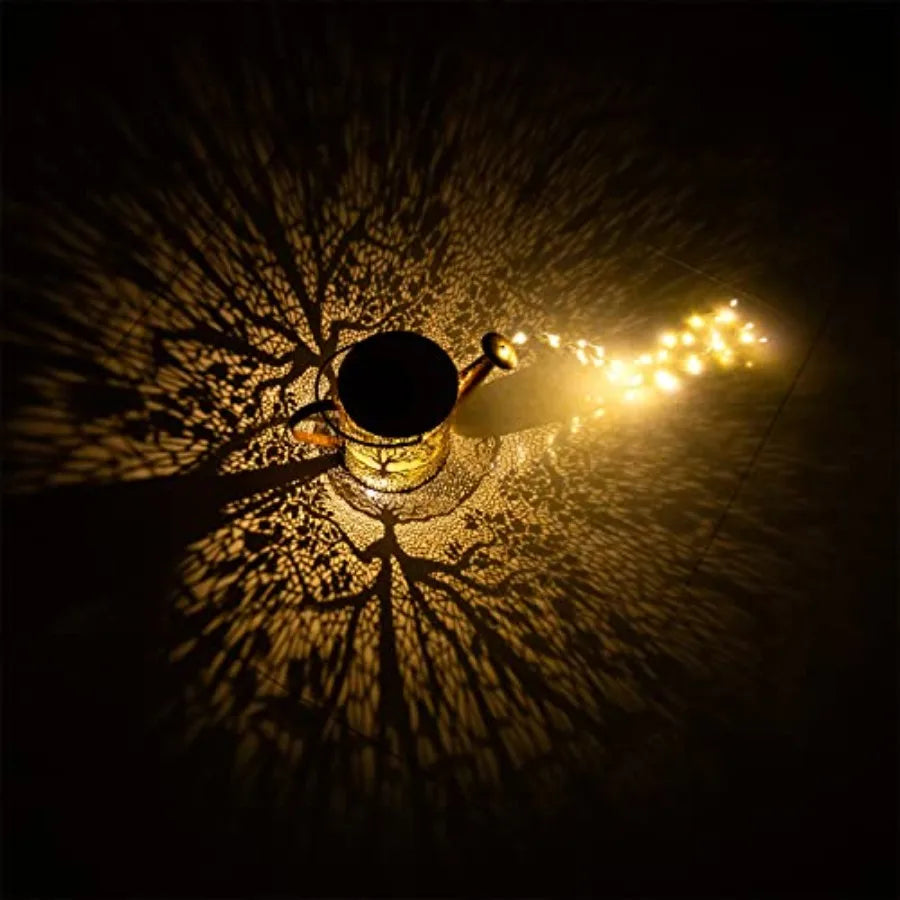 Solar Watering Can Lights Outdoor Garden Decor Cascading LED Hanging Lights
