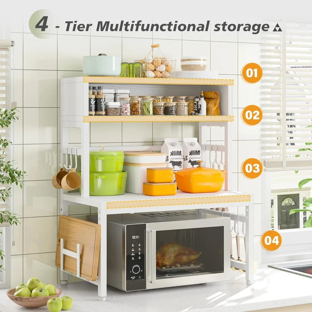 XMSJ Microwave Stand Four Tier Heavy Duty Adjustable Shelf
