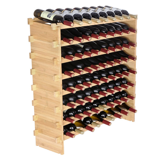 SucceBuy Stackable Modular Bamboo Wine Rack Display Shelves